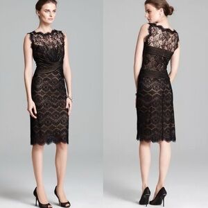 LIKE NEW Tadashi Shoji Chantilly Black Lace Cocktail Dress